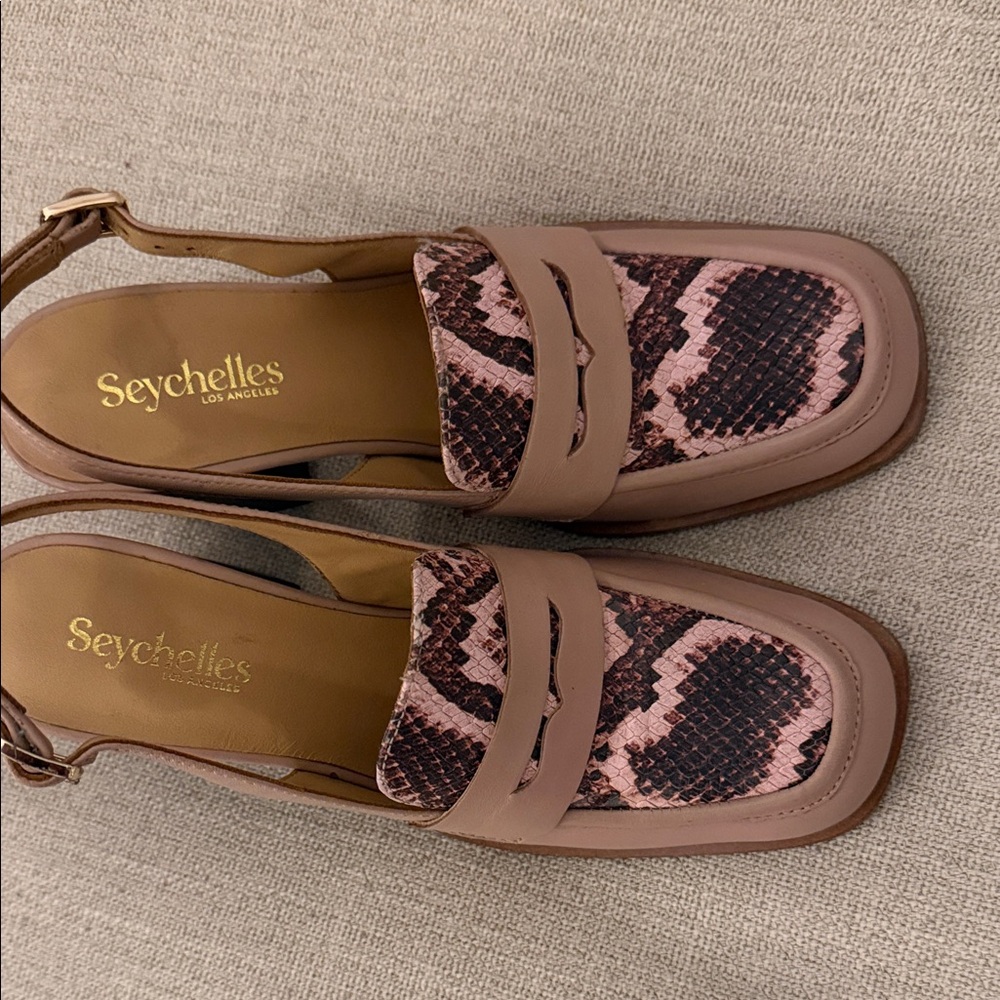 Seychelles Blush Snakeskin Loafers